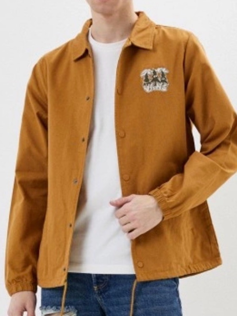 Vans Torrey Skate Jacket Mustard Brown Cotton Canvas Snap Front Small